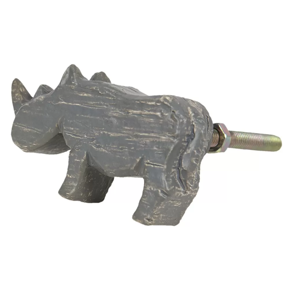 Best Kidzsupplies Clayre En Eef Deurknopje Neushoorn Grijs