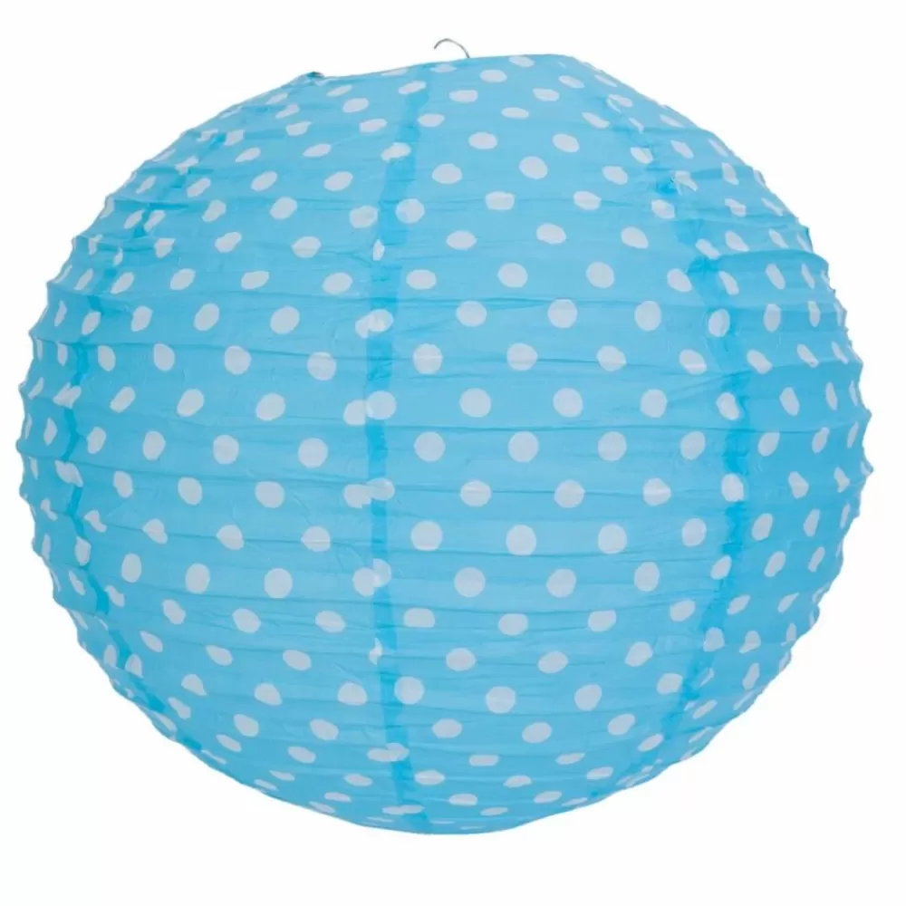 Store Kidzsupplies Clayre En Eef Rijstpapier Lamp Kinderkamer Blauw Met Witte Stippen