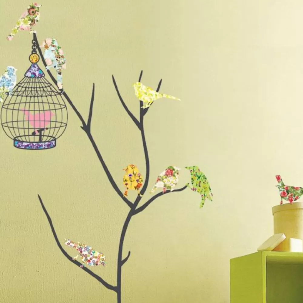 Online Kidzsupplies Decowall Decowall Muursticker Tak Met Vogels En Vogelkooi