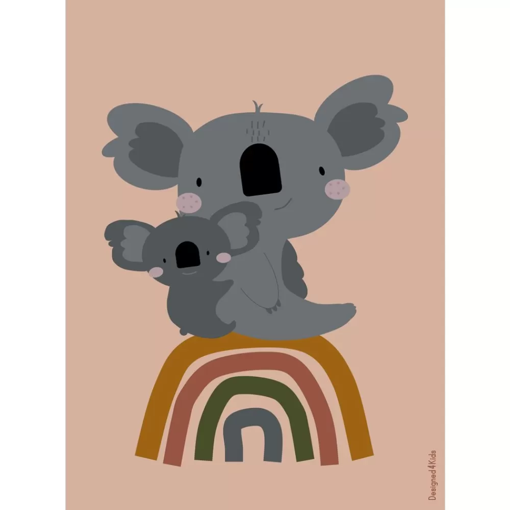 New Kidzsupplies Designed4Kids Kinderposter A3 Koala Beer En Regenboog