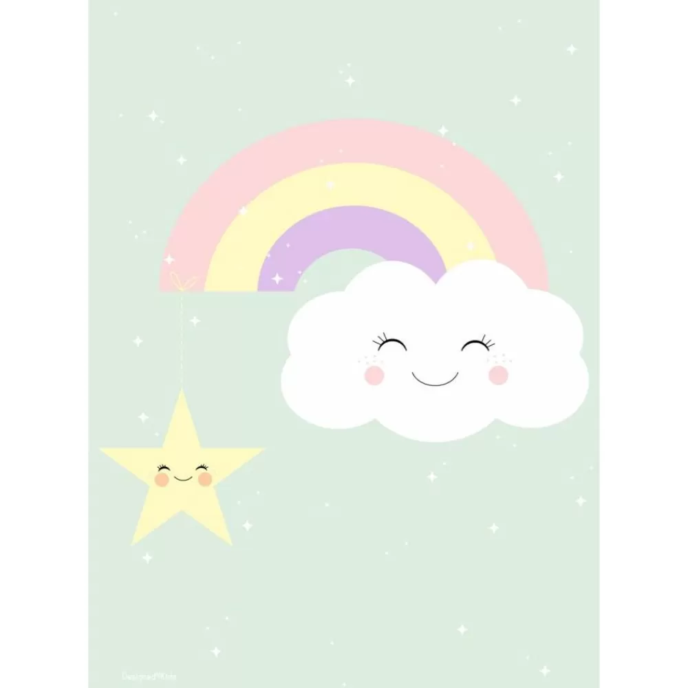 Hot Kidzsupplies Designed4Kids Kinderposter A3 Wolk En Regenboog