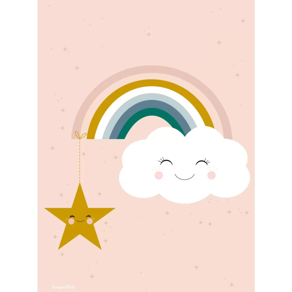 Best Sale Kidzsupplies Designed4Kids Kinderposter A3 Wolk, Regenboog En Ster