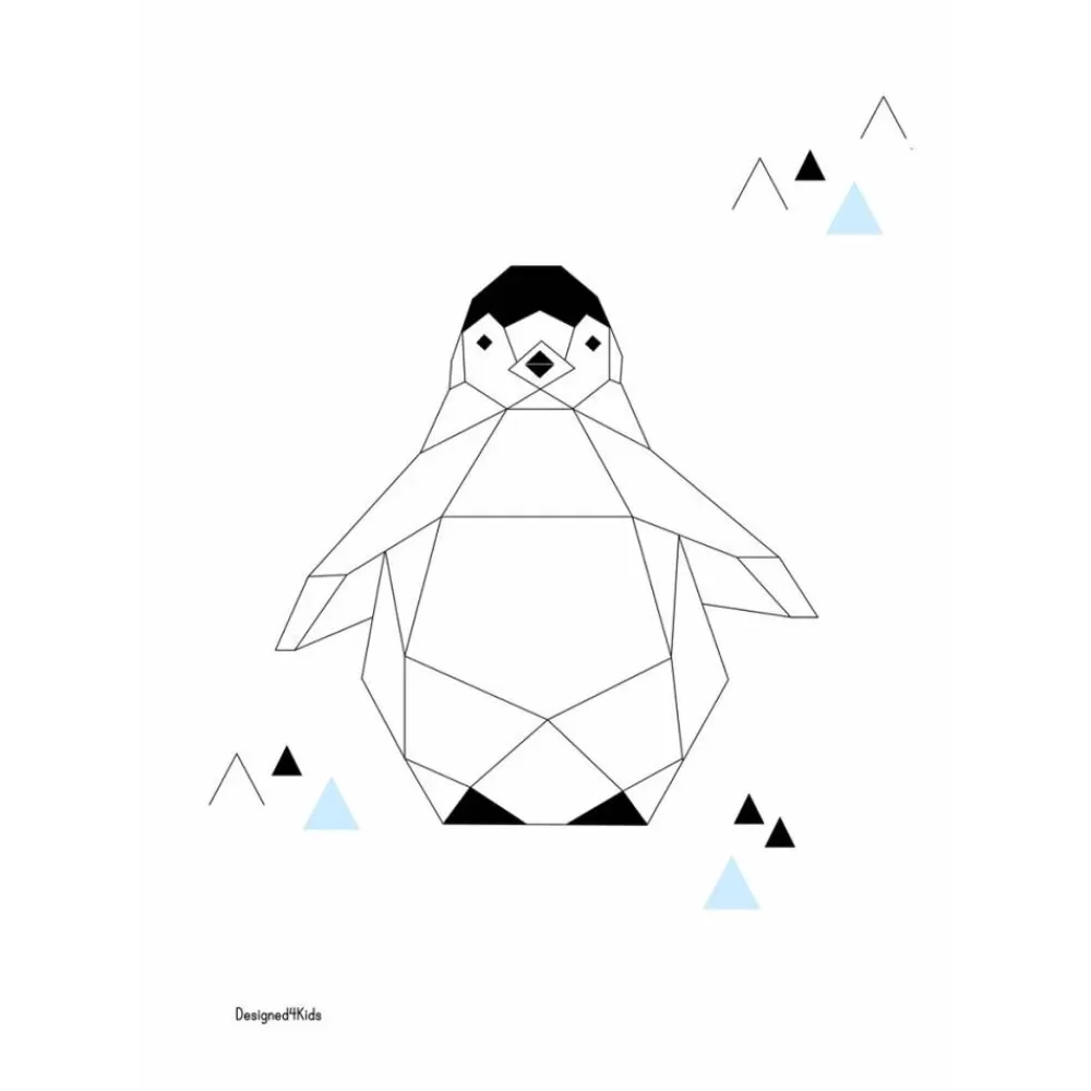 Cheap Kidzsupplies Designed4Kids Kinderposter Pinguin Origami Zwart Wit