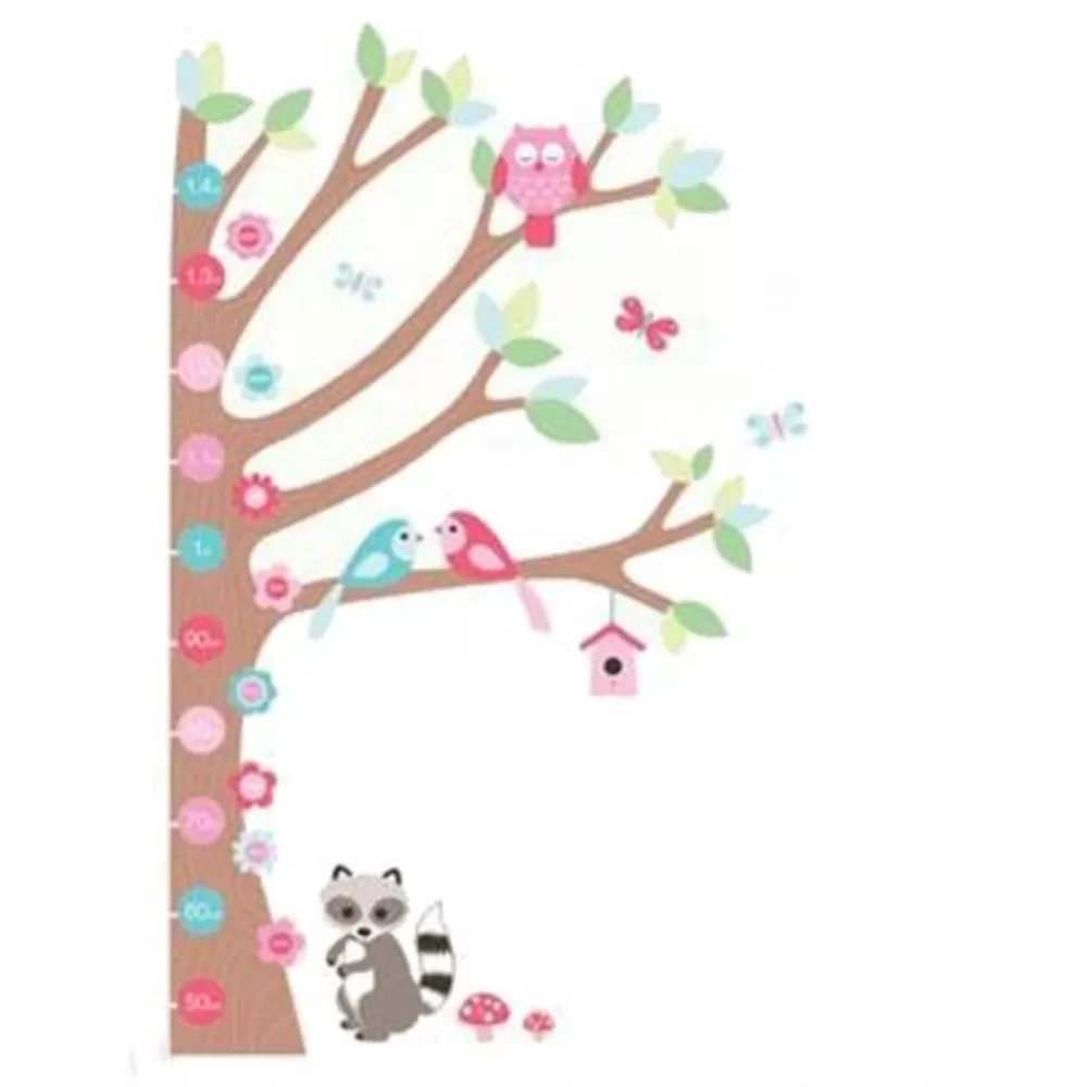 Outlet Kidzsupplies Forwalls Forwalls Muursticker Meetlat Boom Met Wasbeer, Uil En Vogels
