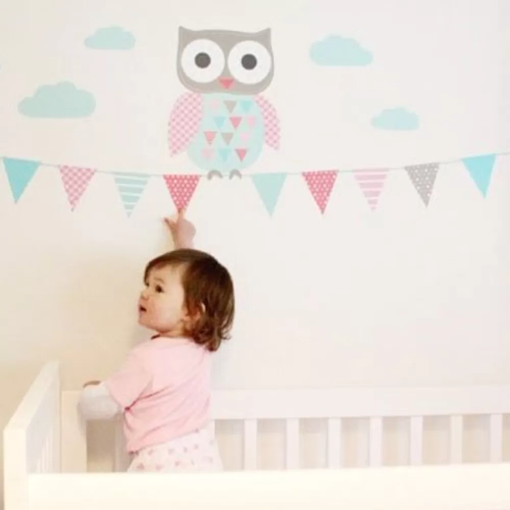 Shop Kidzsupplies Forwalls Forwalls Muursticker Uiltje Met Vlaggetjes En Wolken