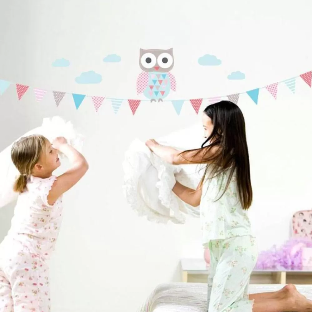 Shop Kidzsupplies Forwalls Forwalls Muursticker Uiltje Met Vlaggetjes En Wolken