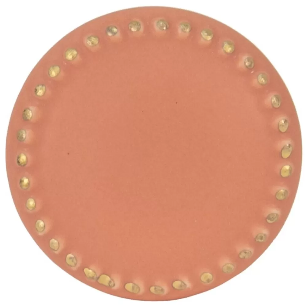 Clearance Kidzsupplies Kastknopje Rond Porselein Zalm Roze Met Gouden Stippen