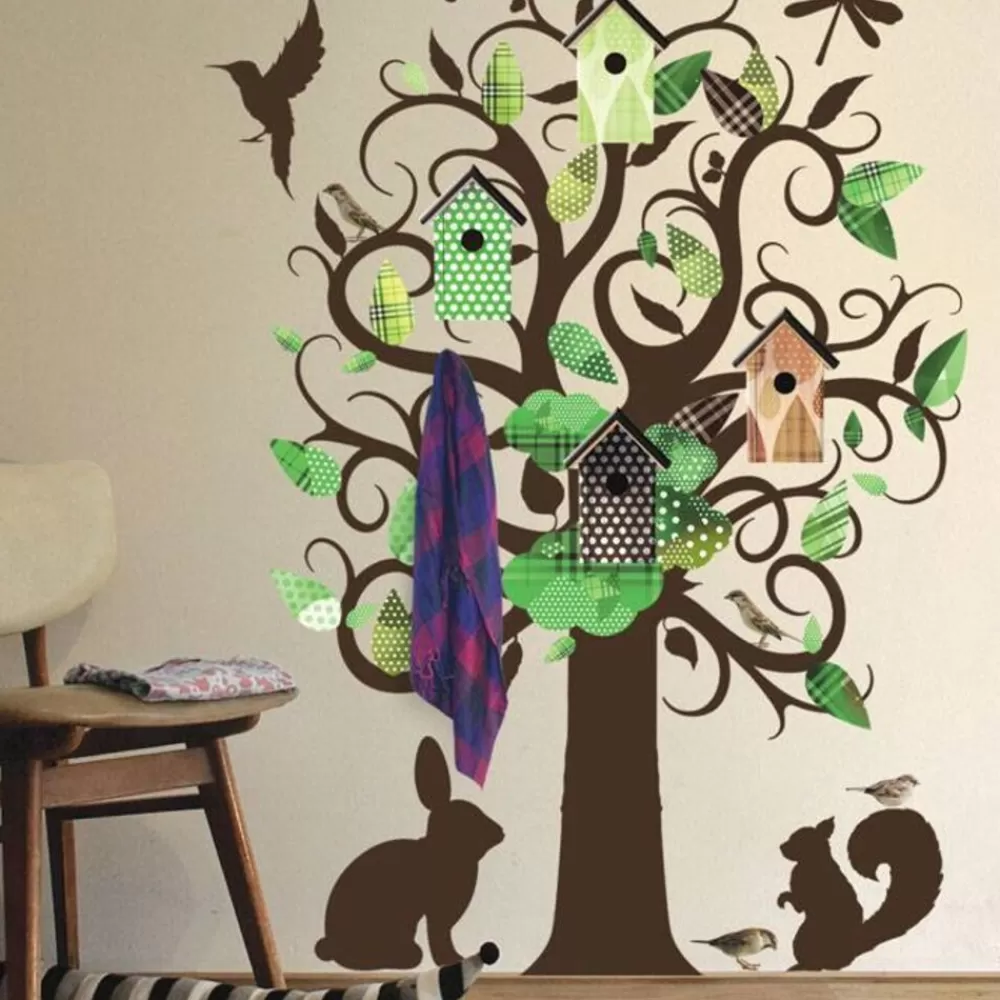 Online Kidzsupplies Kek Amsterdam Kek Amsterdam Kapstok Muursticker Villa Vogel Boom Groen