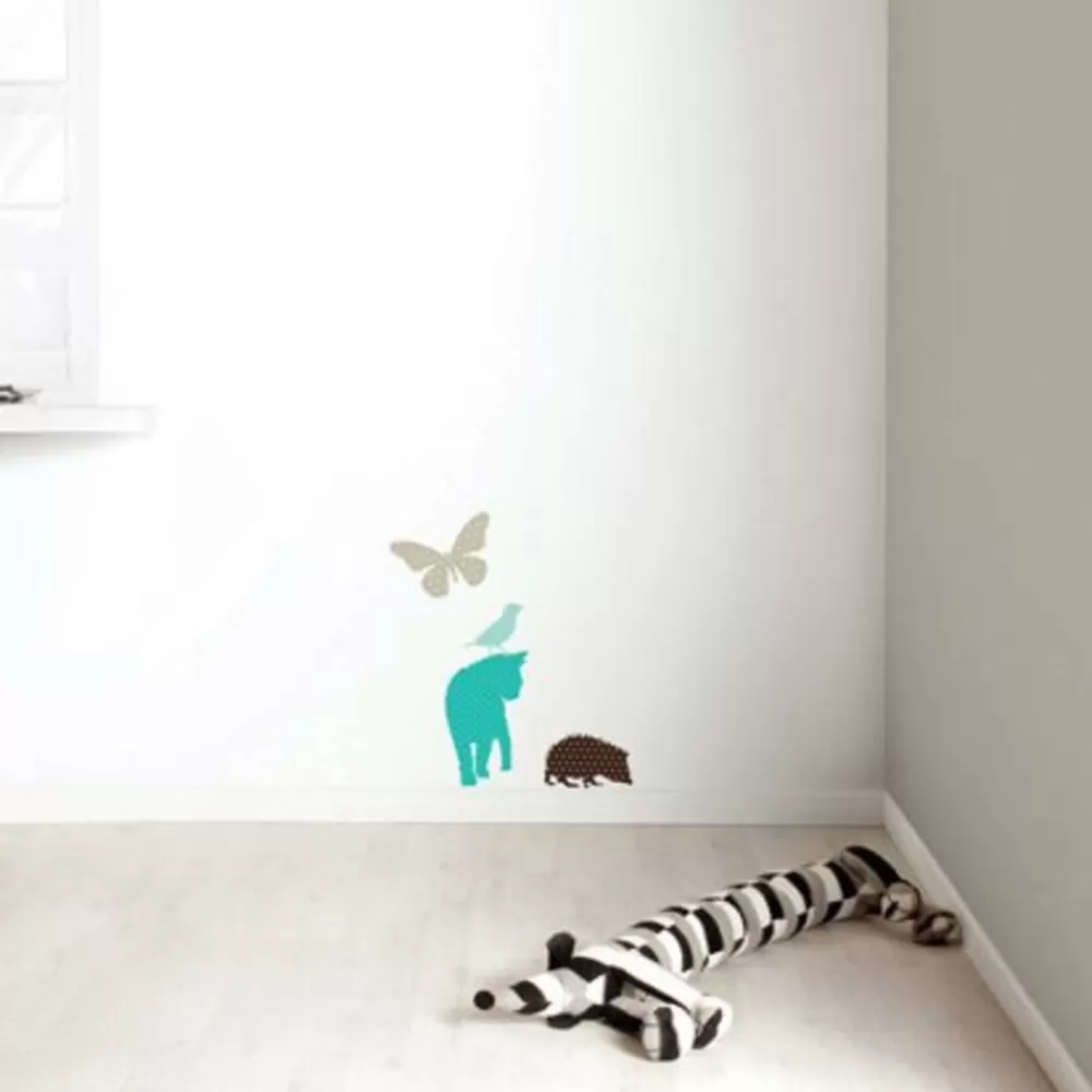 New Kidzsupplies Kek Amsterdam Kek Muursticker Fabric Friends Poes En Egel Blauw