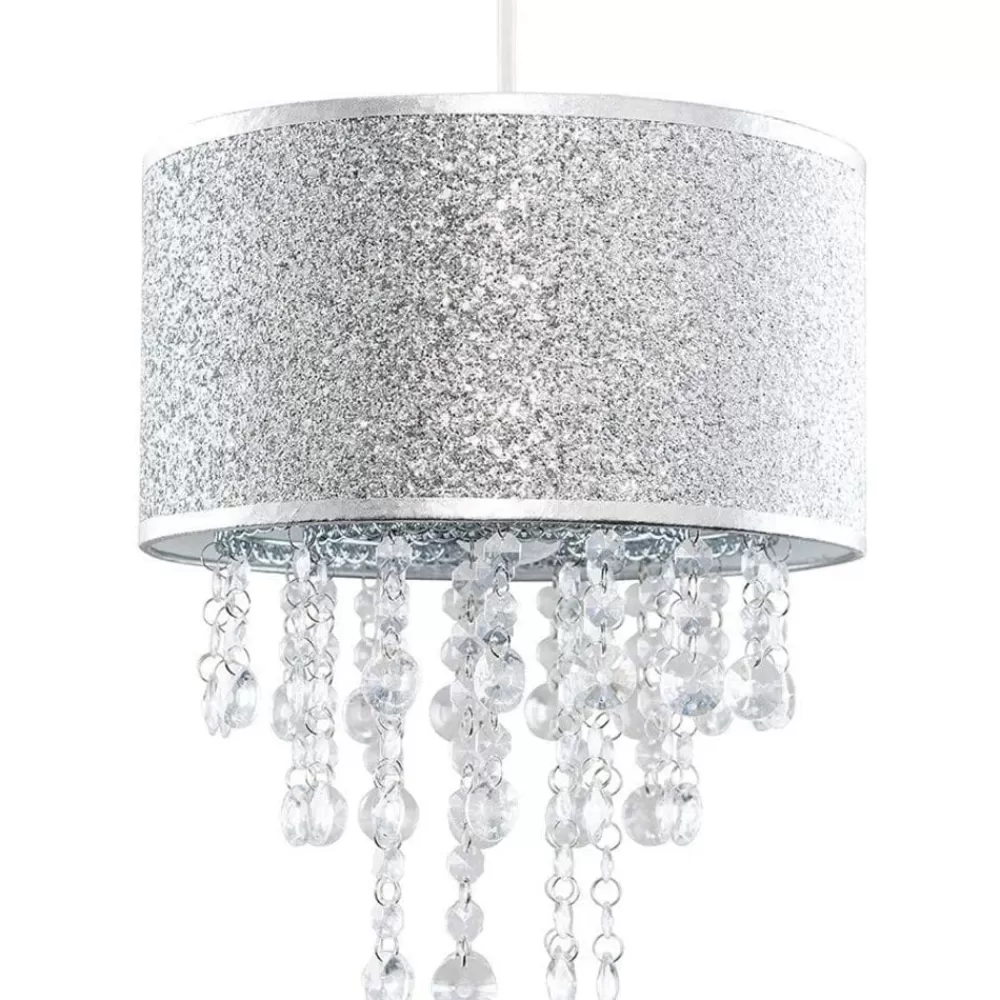 Discount Kidzsupplies Kinderlamp Glitter Zilver Met Transparante Kralen