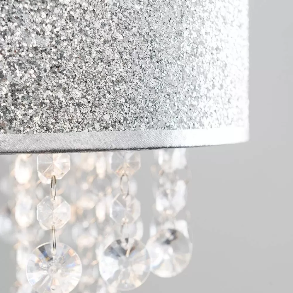 Discount Kidzsupplies Kinderlamp Glitter Zilver Met Transparante Kralen