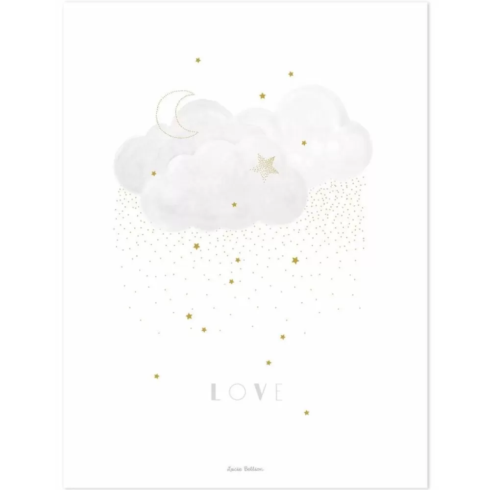 New Kidzsupplies Lilipinso Kinderposter Wolken Sweet Love Grijs