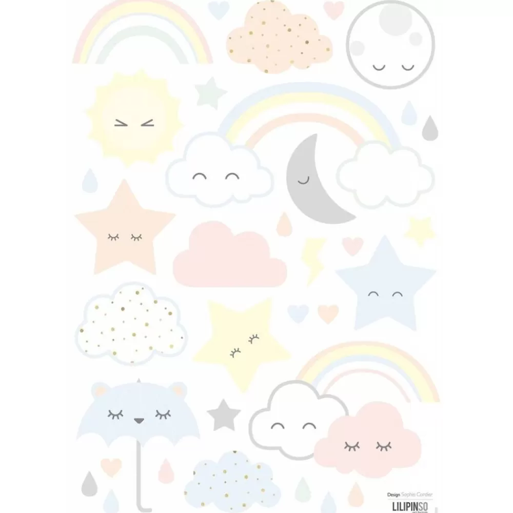 Online Kidzsupplies Lilipinso Muursticker Babykamer Wolken, Regenboog En Sterren