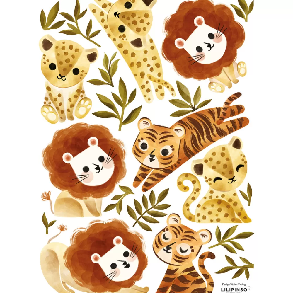 Clearance Kidzsupplies Lilipinso Muursticker Felidae Tijger, Leeuw En Luipaard