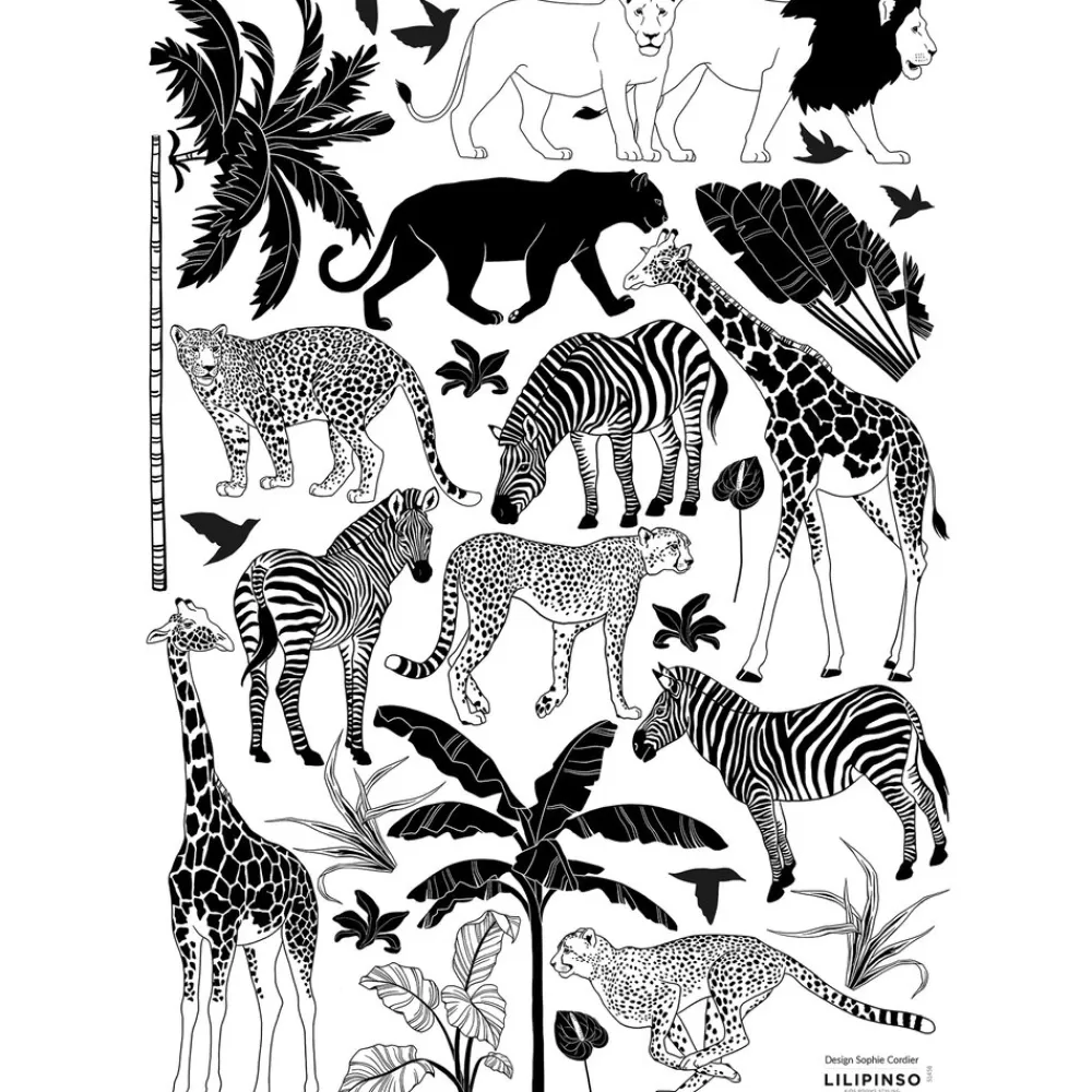 Sale Kidzsupplies Lilipinso Muursticker Wilde Dieren Black Majik