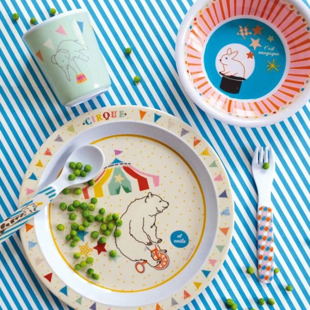 New Kidzsupplies Mimi'Lou Mimilou Melamine Kinderservies Circus