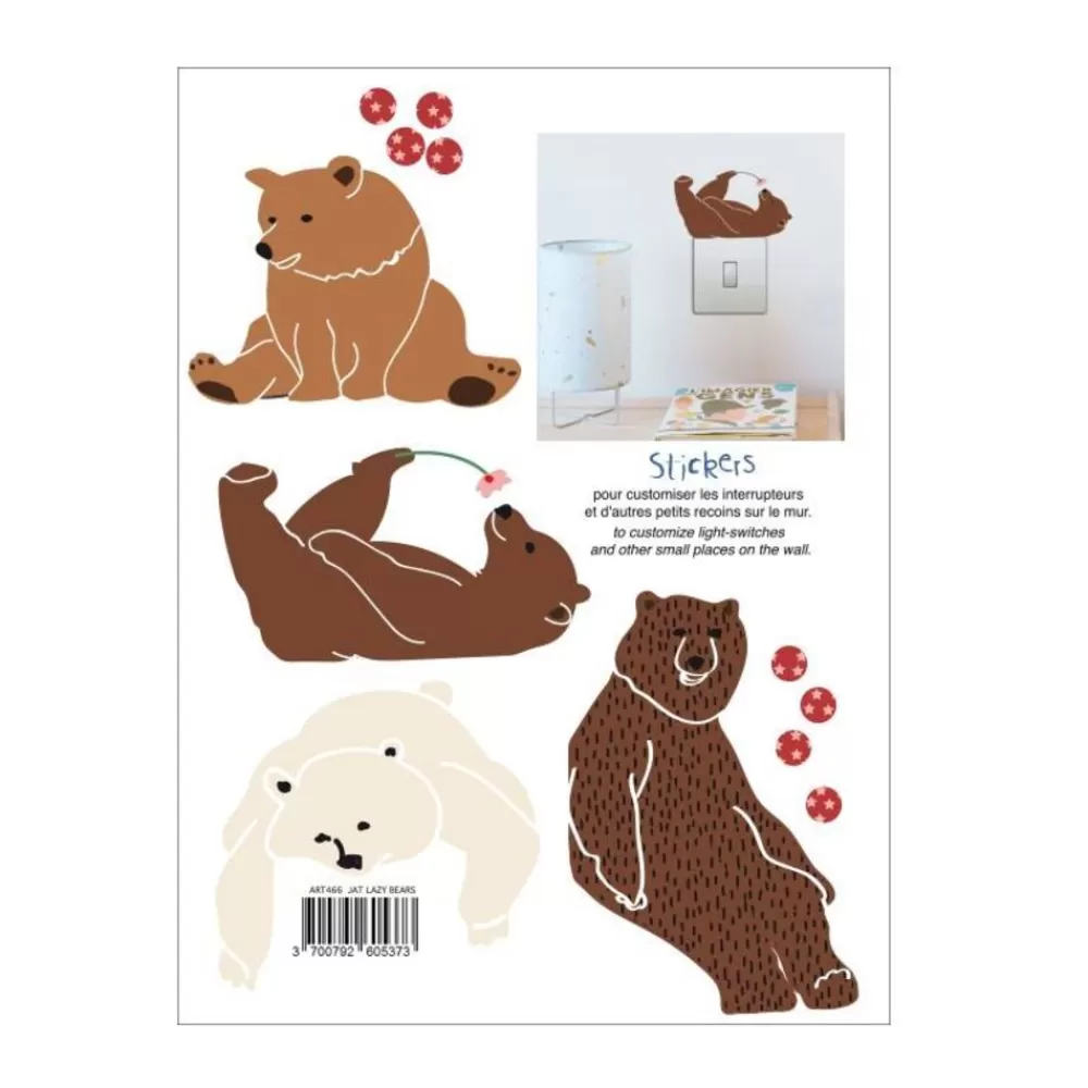 Best Sale Kidzsupplies Mimi'Lou Mini Muurstickers Beren Lazy Bears