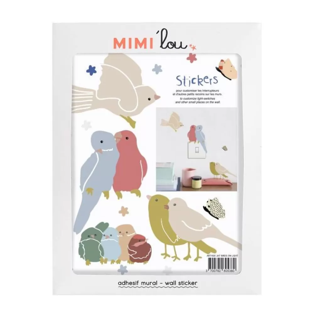 Outlet Kidzsupplies Mimi'Lou Mini Muurstickersvogels Bird On Light