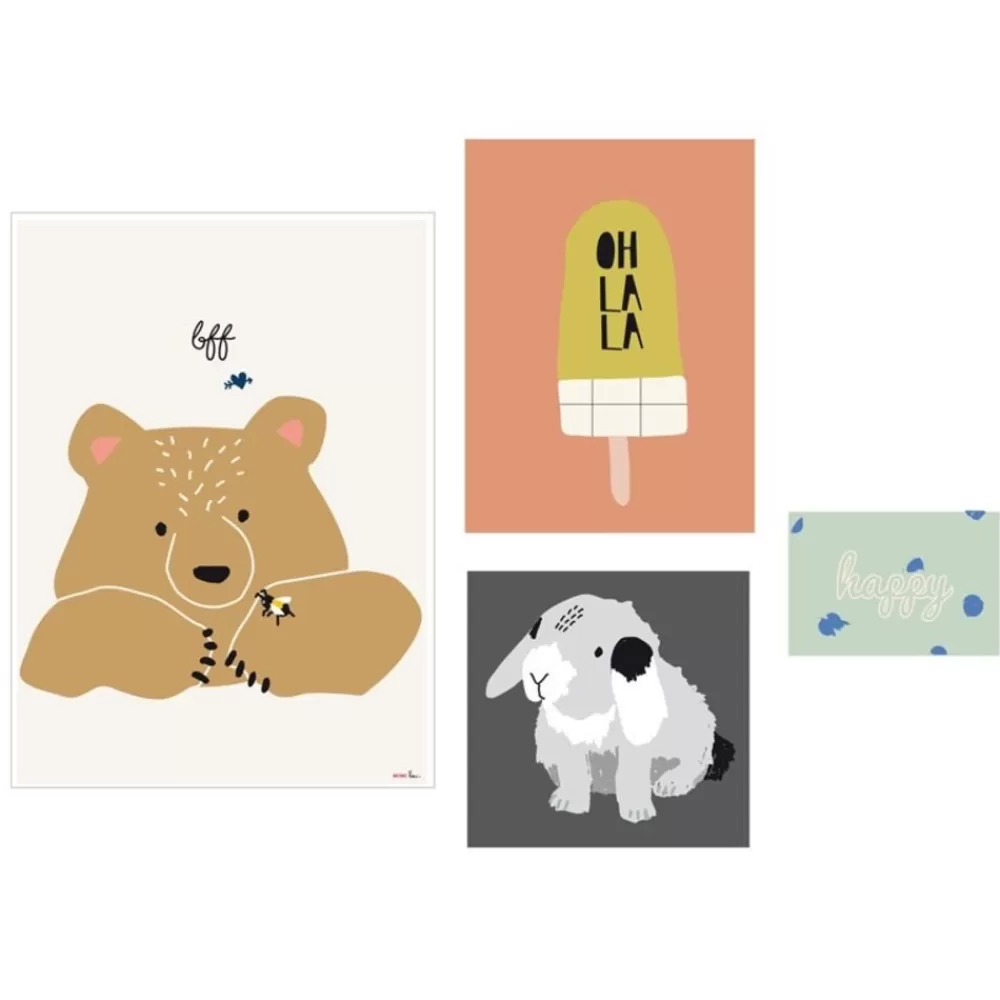 Fashion Kidzsupplies Mimilou Posters Kinderkamer Happy (Set Van 4)