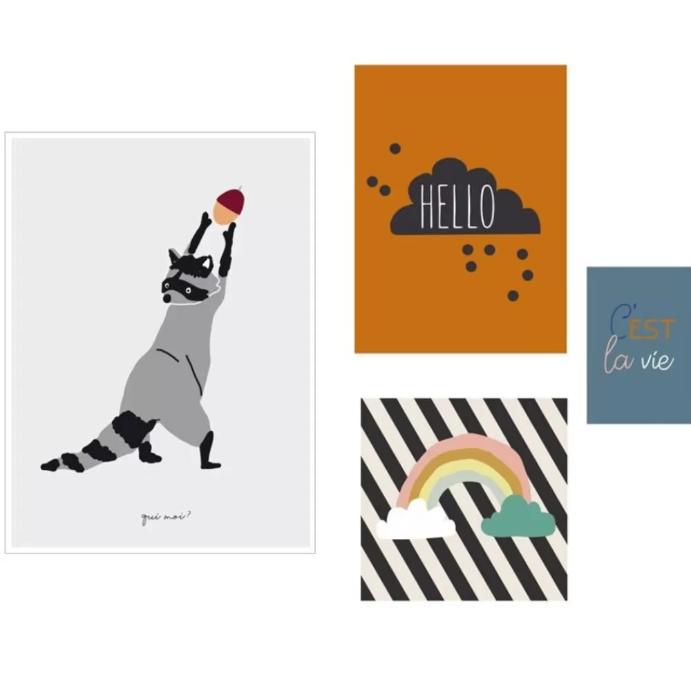 Online Kidzsupplies Mimilou Posters Kinderkamer Hello (Set Van 4)