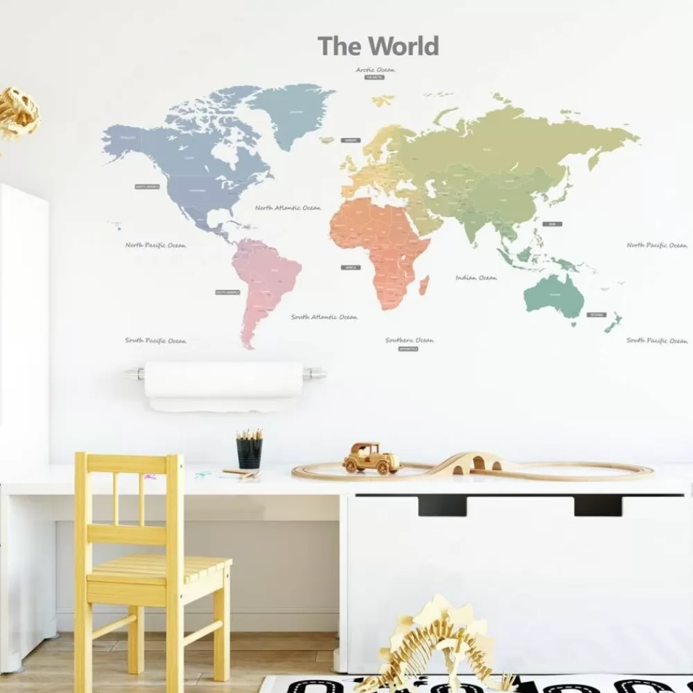 Fashion Kidzsupplies Muursticker Kinderkamer Wereldkaart Modern Colours Worldmap