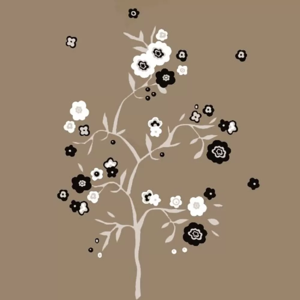 Clearance Kidzsupplies Nouvelles Images Nouvelles Images Muursticker Boom Met Bloemen Grijs, Zwart En Wit