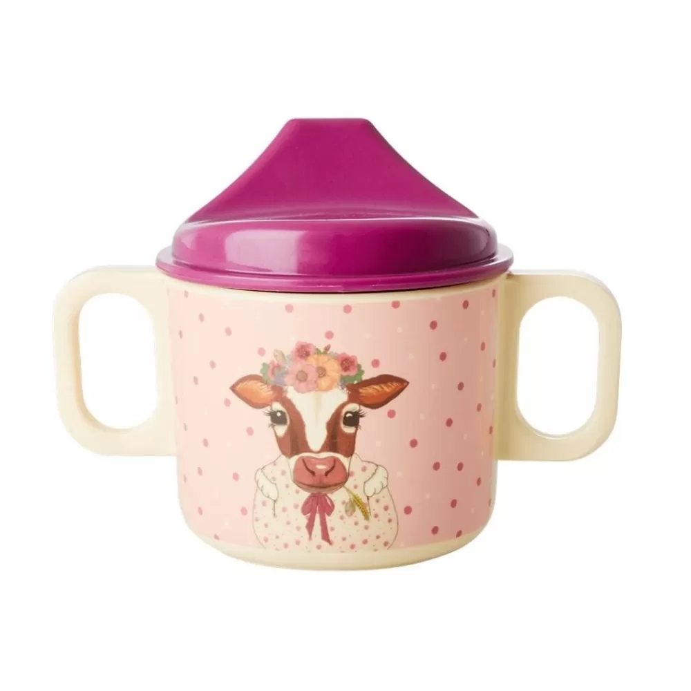 Clearance Kidzsupplies Rice Denmark Melamine Tuitbeker Met Handvaten Koe Roze