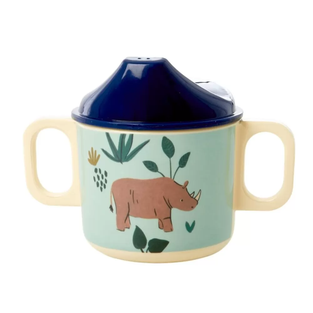 Clearance Kidzsupplies Rice Denmark Melamine Tuitbeker Met Handvaten Neushoorn Blauw