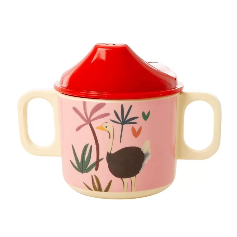 Fashion Kidzsupplies Rice Denmark Melamine Tuitbeker Met Handvaten Struisvogel Roze