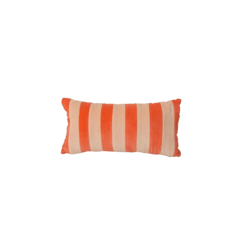 Outlet Kidzsupplies Rice Fluwelen Kussen Strepen Oranje En Apricot Klein