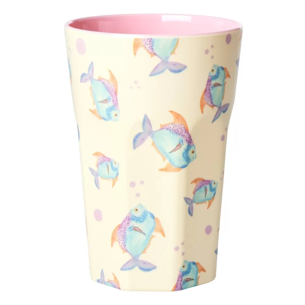 Online Kidzsupplies Rice Hoge Melamine Beker Vissen Fish Print Creme