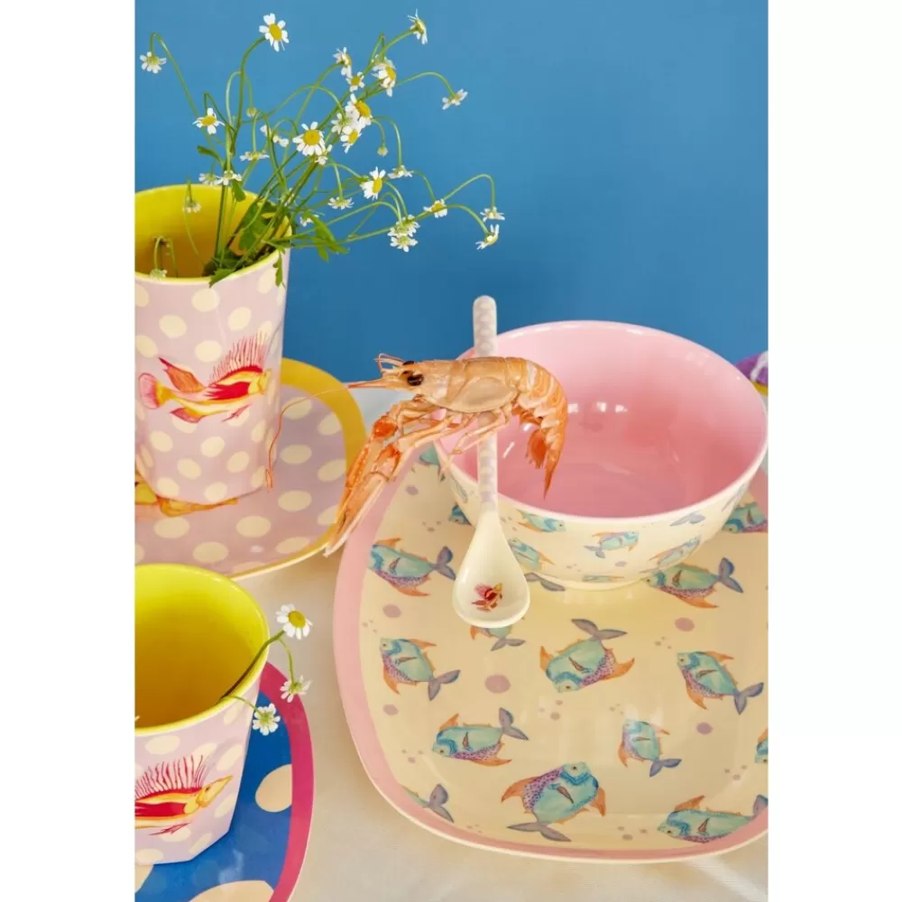 Outlet Kidzsupplies Rice Hoge Melamine Beker Vissen Fish Print Lavendel