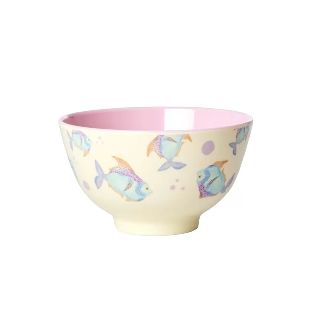 Flash Sale Kidzsupplies Rice Melamine Bakje Fish Print Creme Klein