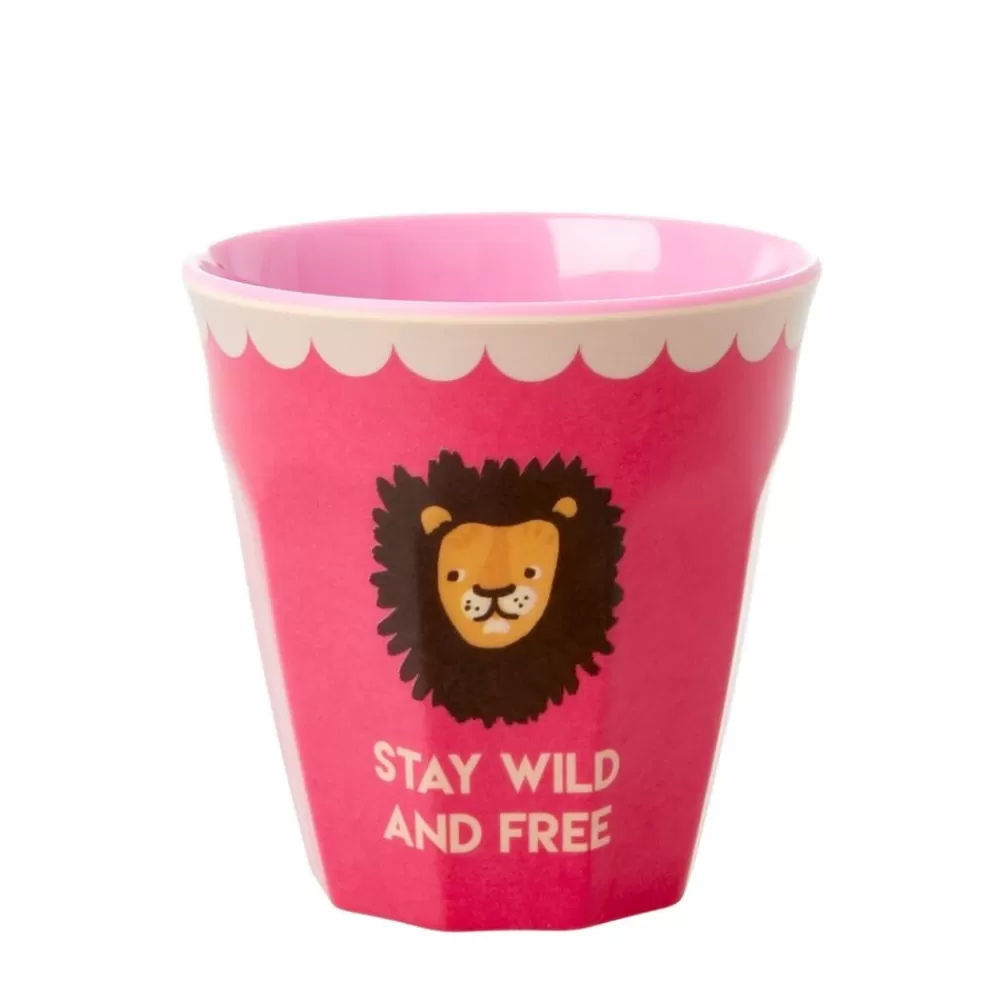 Online Kidzsupplies Rice Melamine Beker Leeuw Print Fuchsia