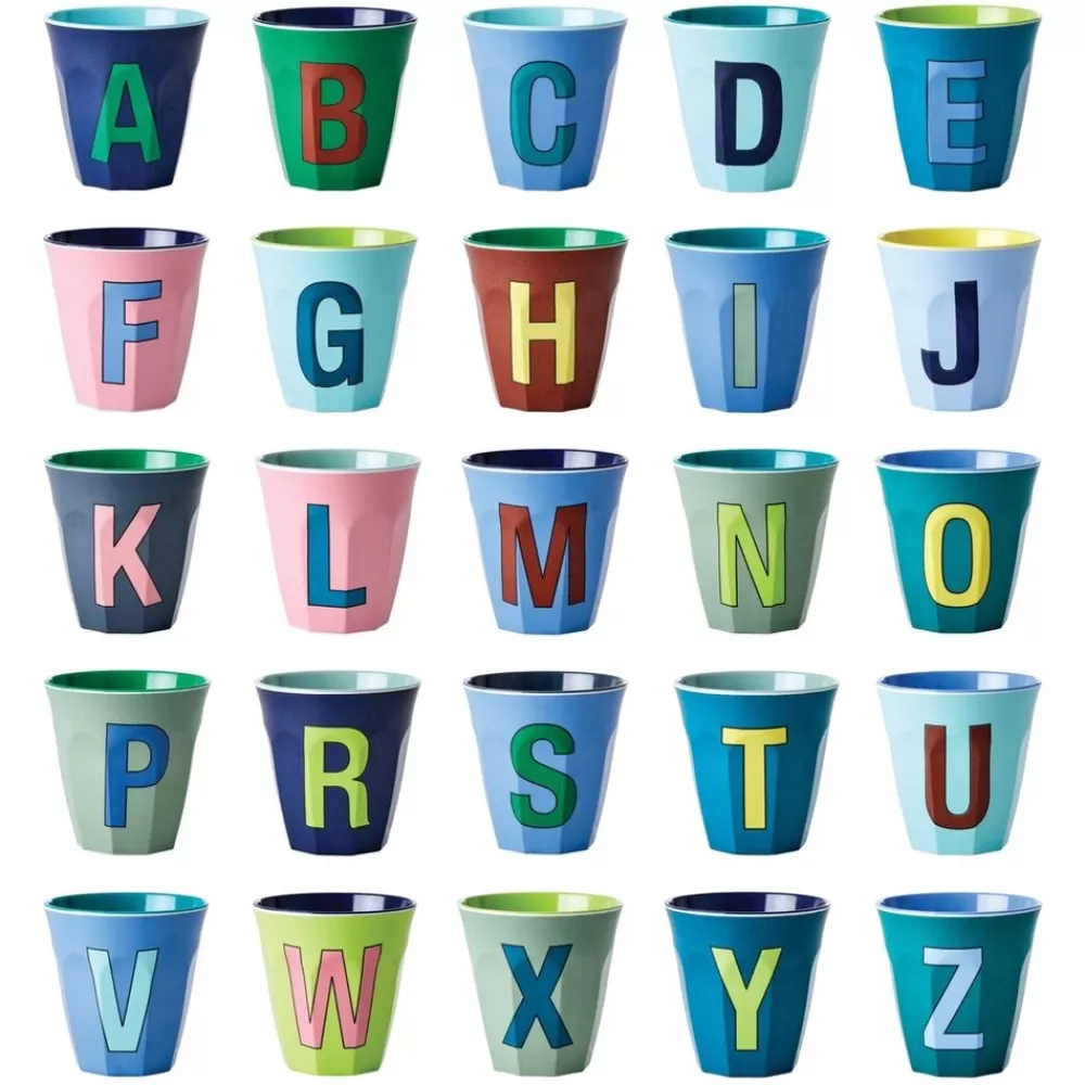 Hot Kidzsupplies Rice Melamine Beker Letter A Donkerblauw