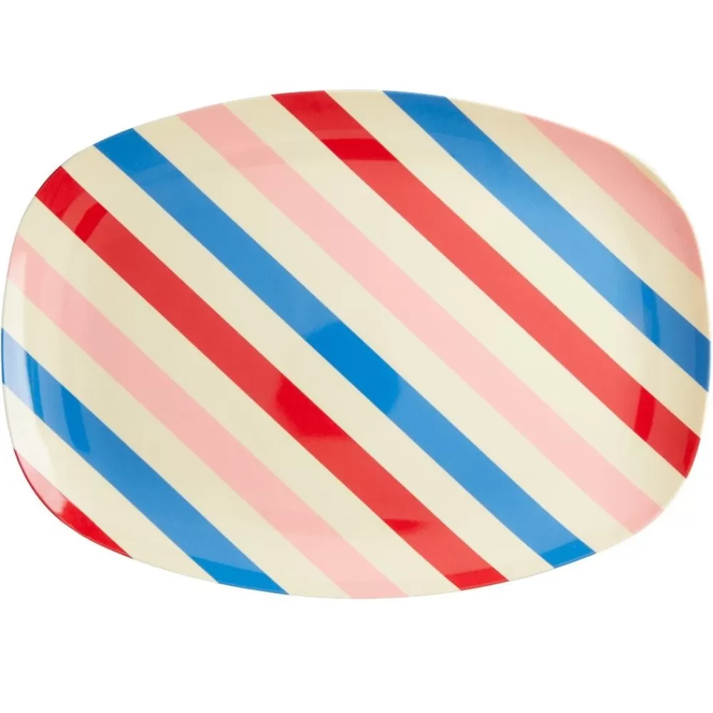 Sale Kidzsupplies Rice Melamine Bord Ovaal Candy Stripes Print