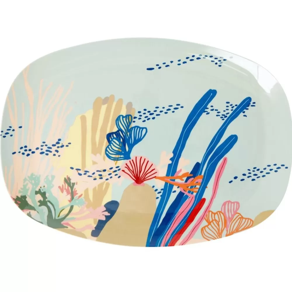 Hot Kidzsupplies Rice Melamine Bord Ovaal Coral Reef Print