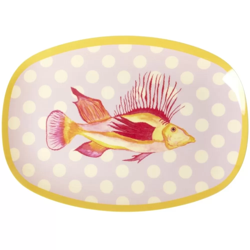 Cheap Kidzsupplies Rice Melamine Bord Ovaal Fish Print Lavendel