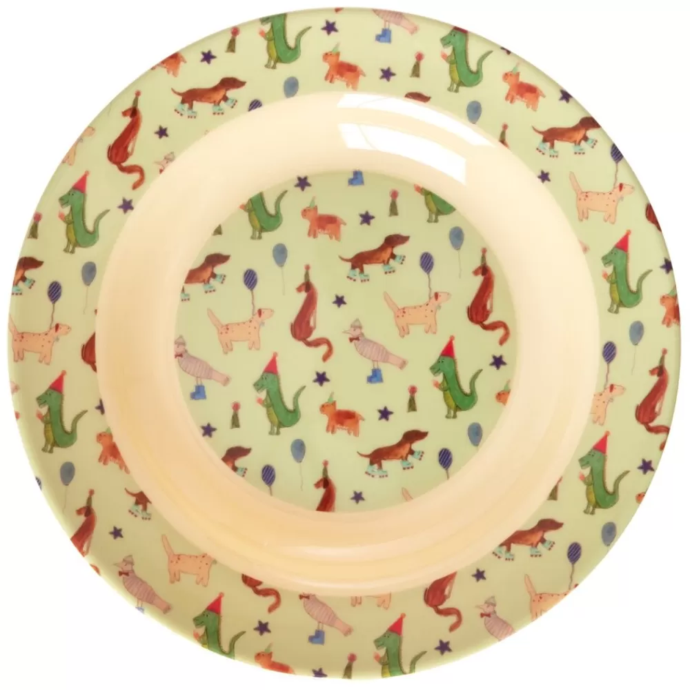 Shop Kidzsupplies Rice Melamine Diep Bord Dieren Animal Print Groen