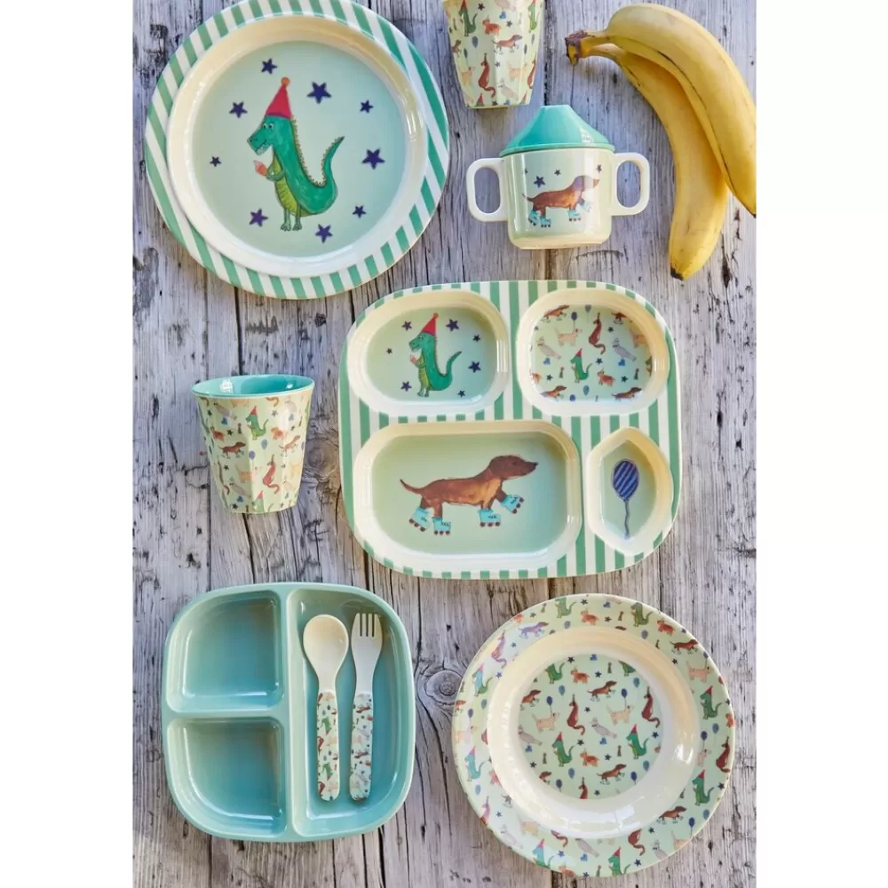 Shop Kidzsupplies Rice Melamine Diep Bord Dieren Animal Print Groen