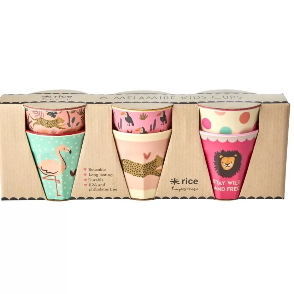 Online Kidzsupplies Rice Melamine Kinderbekers Jungle Print Roze