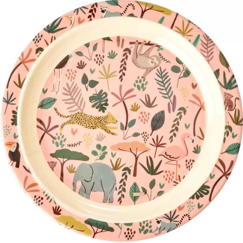 Outlet Kidzsupplies Rice Melamine Kinderbord All Over Jungle Print Roze