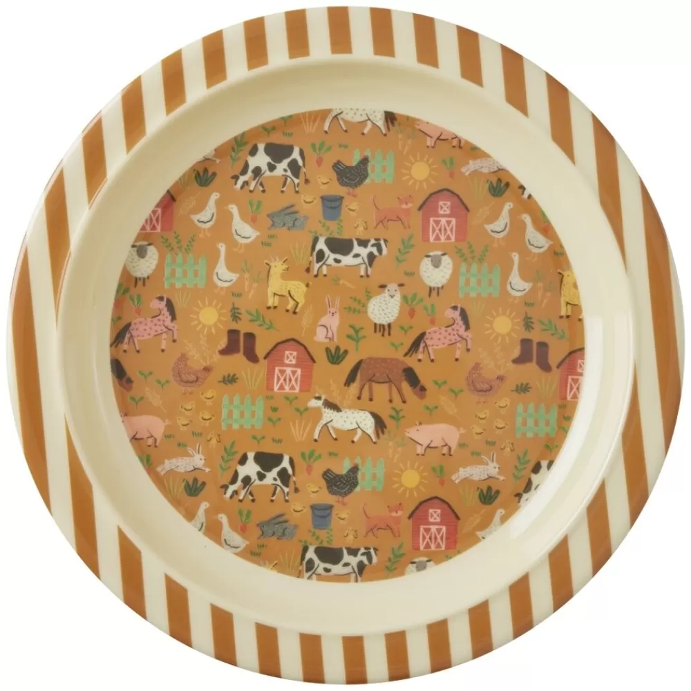 Store Kidzsupplies Rice Melamine Kinderbord Farm Print Bruin