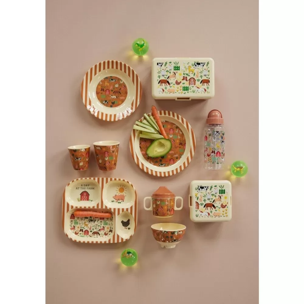 Store Kidzsupplies Rice Melamine Kinderbord Farm Print Bruin