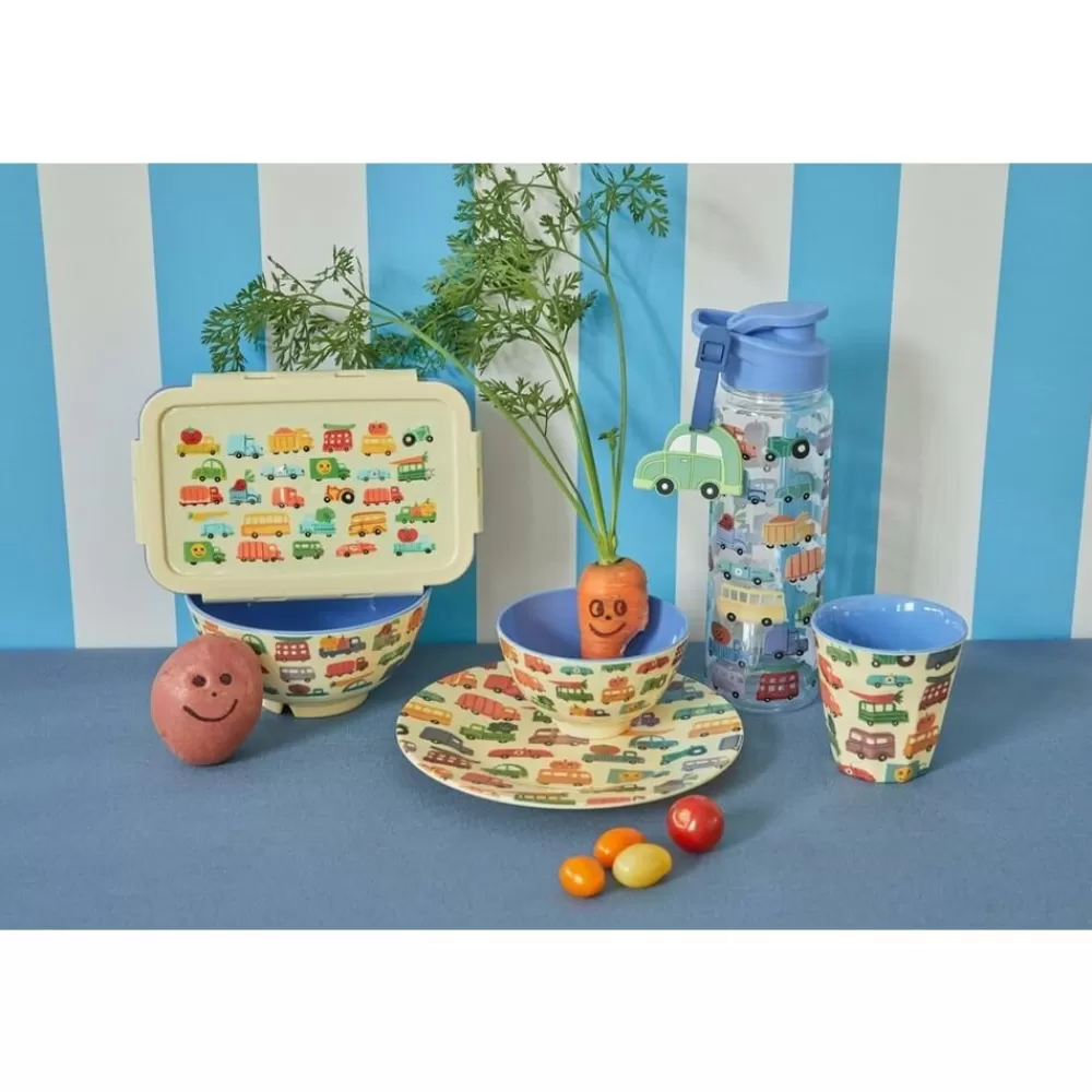 Fashion Kidzsupplies Rice Melamine Kinderbord Happy Cars Print