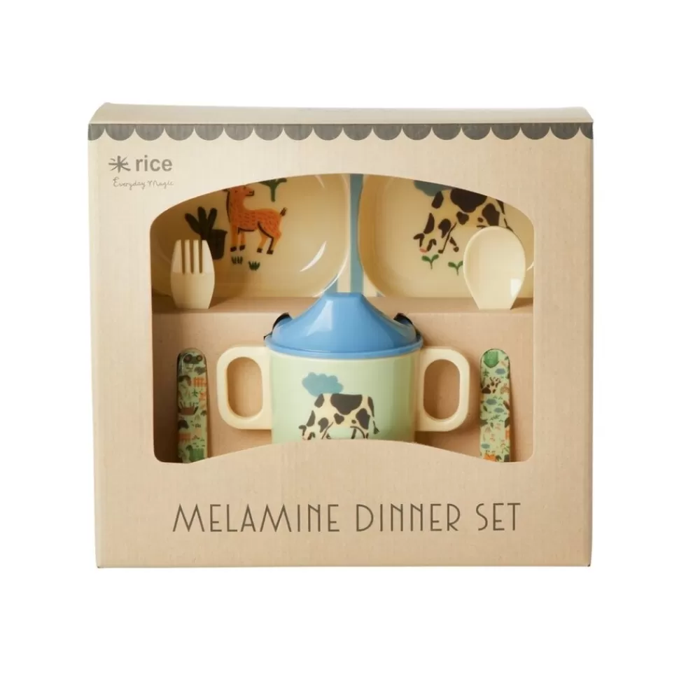 Shop Kidzsupplies Rice Melamine Kinderservies Boerderij Blauw