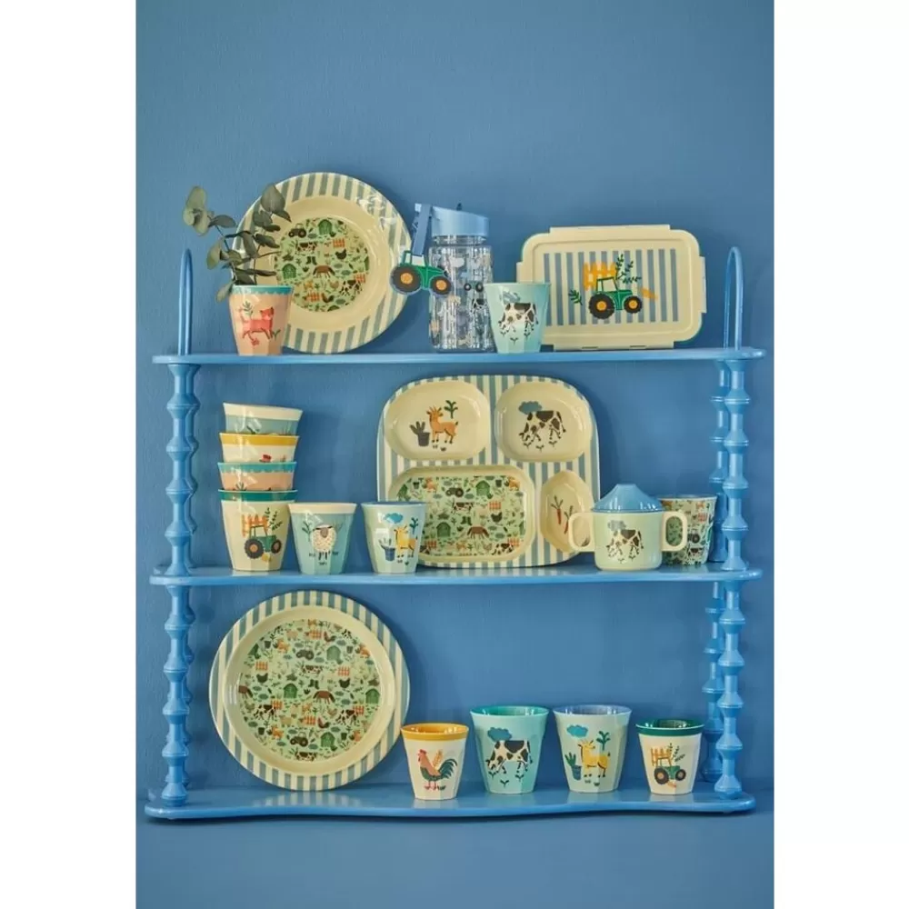 Shop Kidzsupplies Rice Melamine Kinderservies Boerderij Blauw