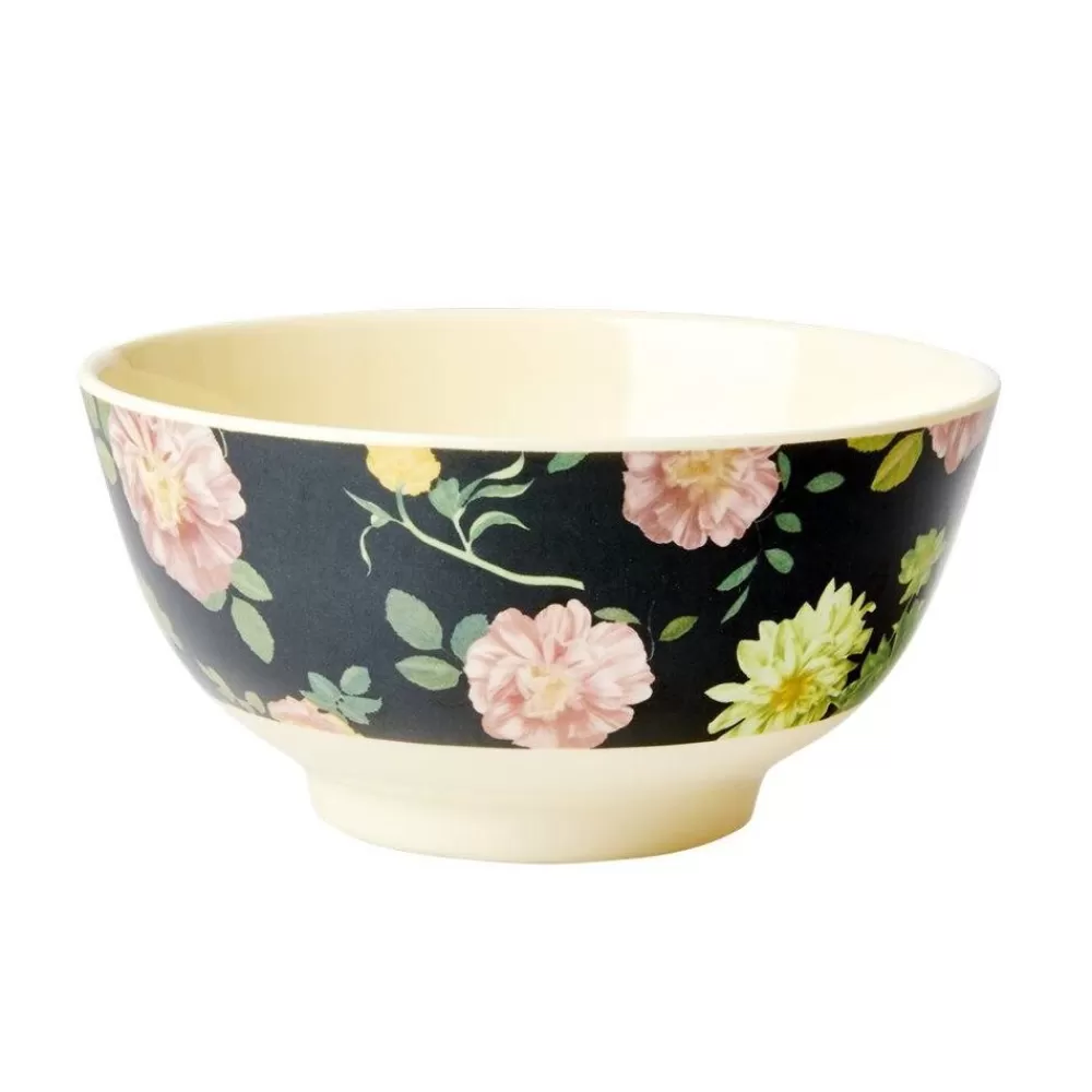 Best Kidzsupplies Rice Melamine Kom Bloemen Dark Rose Print