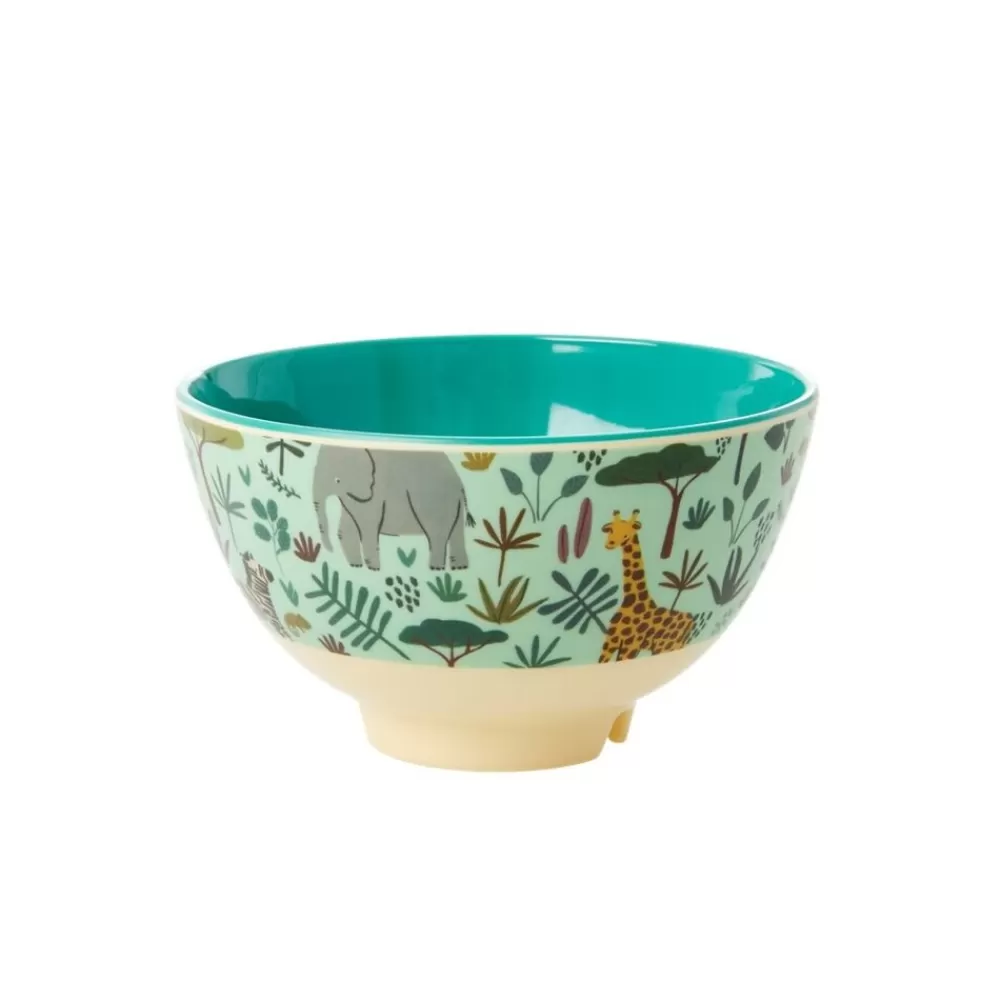 New Kidzsupplies Rice Melamine Kom Jungle Print Groen Klein