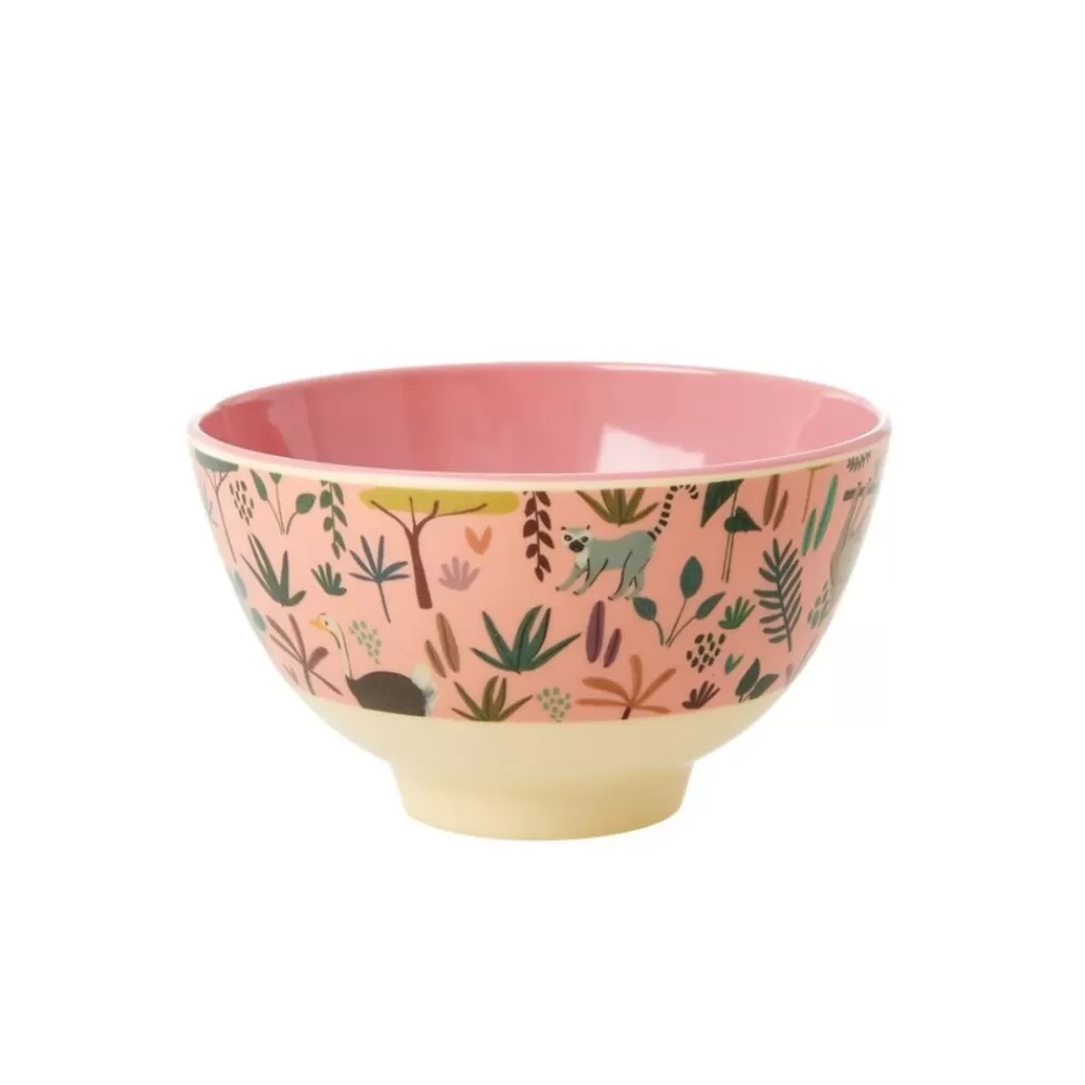 Sale Kidzsupplies Rice Melamine Kom Jungle Print Roze Klein